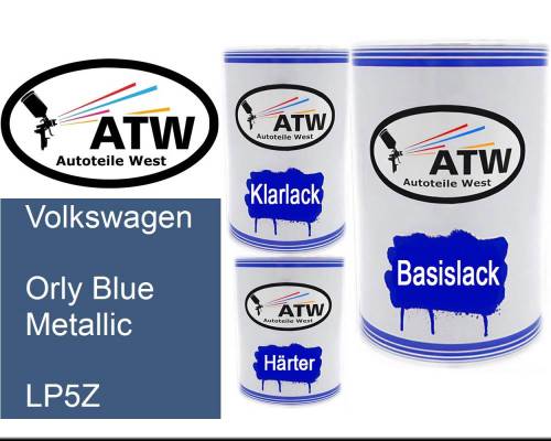 Volkswagen, Orly Blue Metallic, LP5Z: 500ml Lackdose + 500ml Klarlack + 250ml Härter - Set, von ATW Autoteile West.